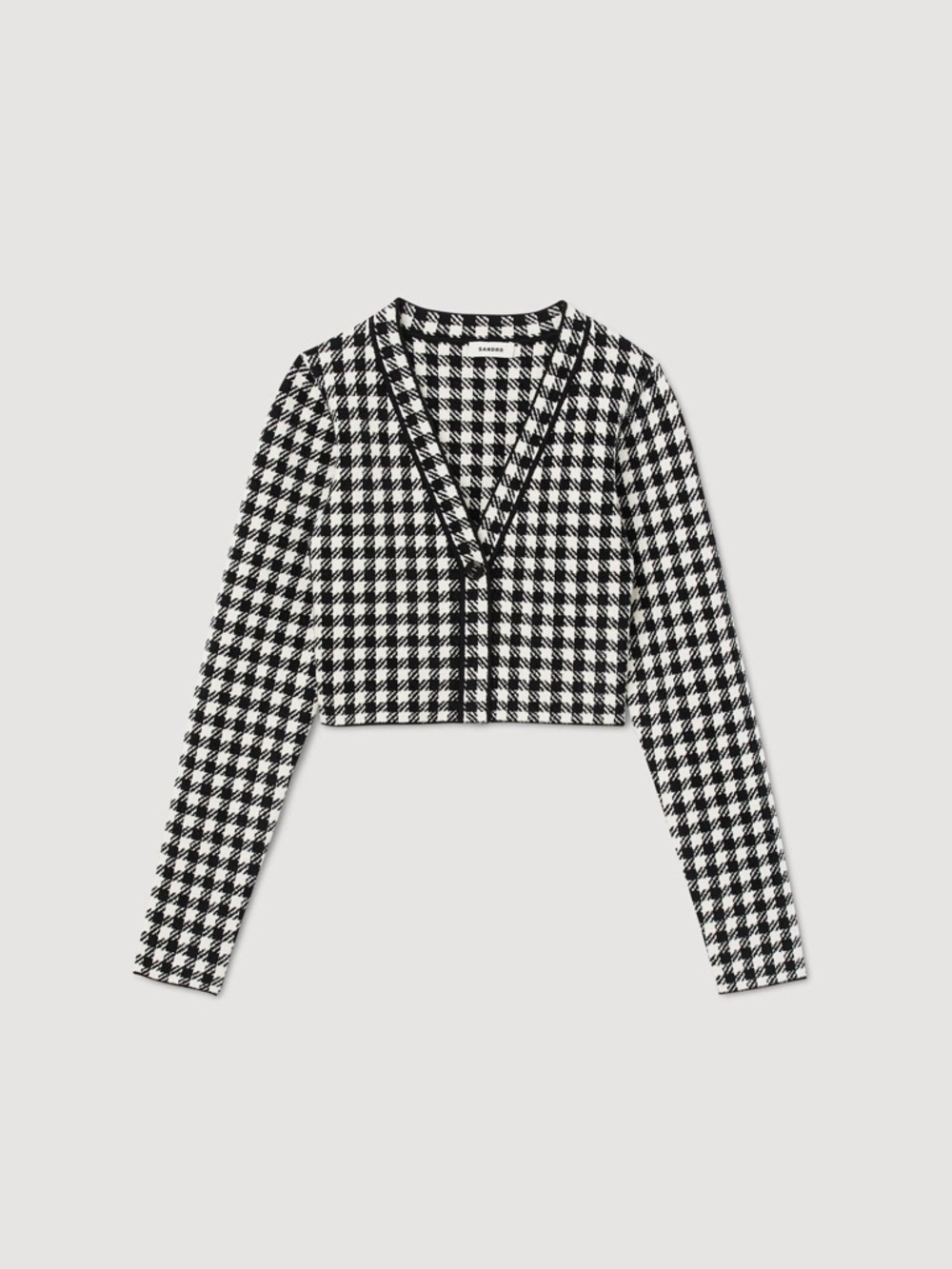 Sandro Black and White Houndstooth Knit Cardigan Sandro Size 2 - Picture 3 of 9